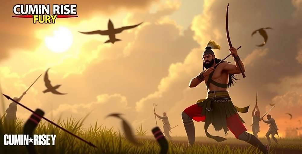 Cumin Rise Fury gameplay showing combat scene with Indian warrior using traditional weapons and Cumin Rise Fury watermark
