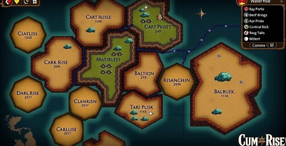 Cumin Rise Fury player guide showing map with strategic locations marked with Cumin Rise Fury watermark